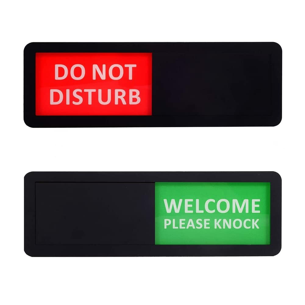 Kichwit Privacy Sign for Office 8.2&Prime; x 2.8&Prime;, Do Not Disturb, Plastic, Black