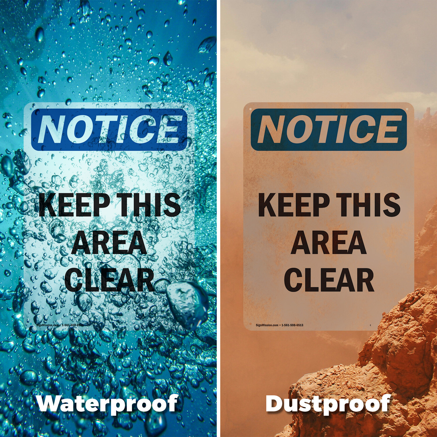 (2 Pack) Keep This Area Clear OSHA Notice Sign Decal Metal Plastic