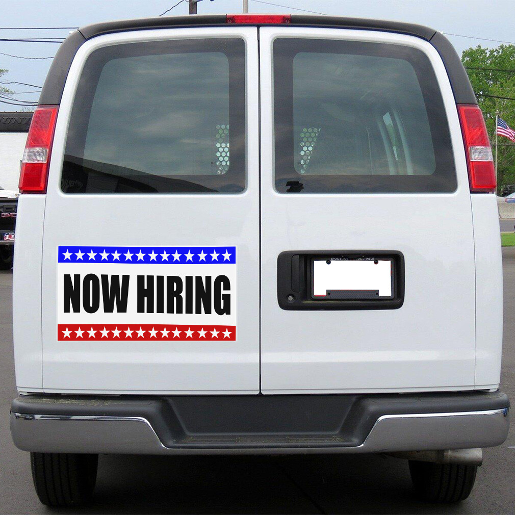 Car Magnet Set of 2 Now Hiring Business A Car Advertising Industrial Sign