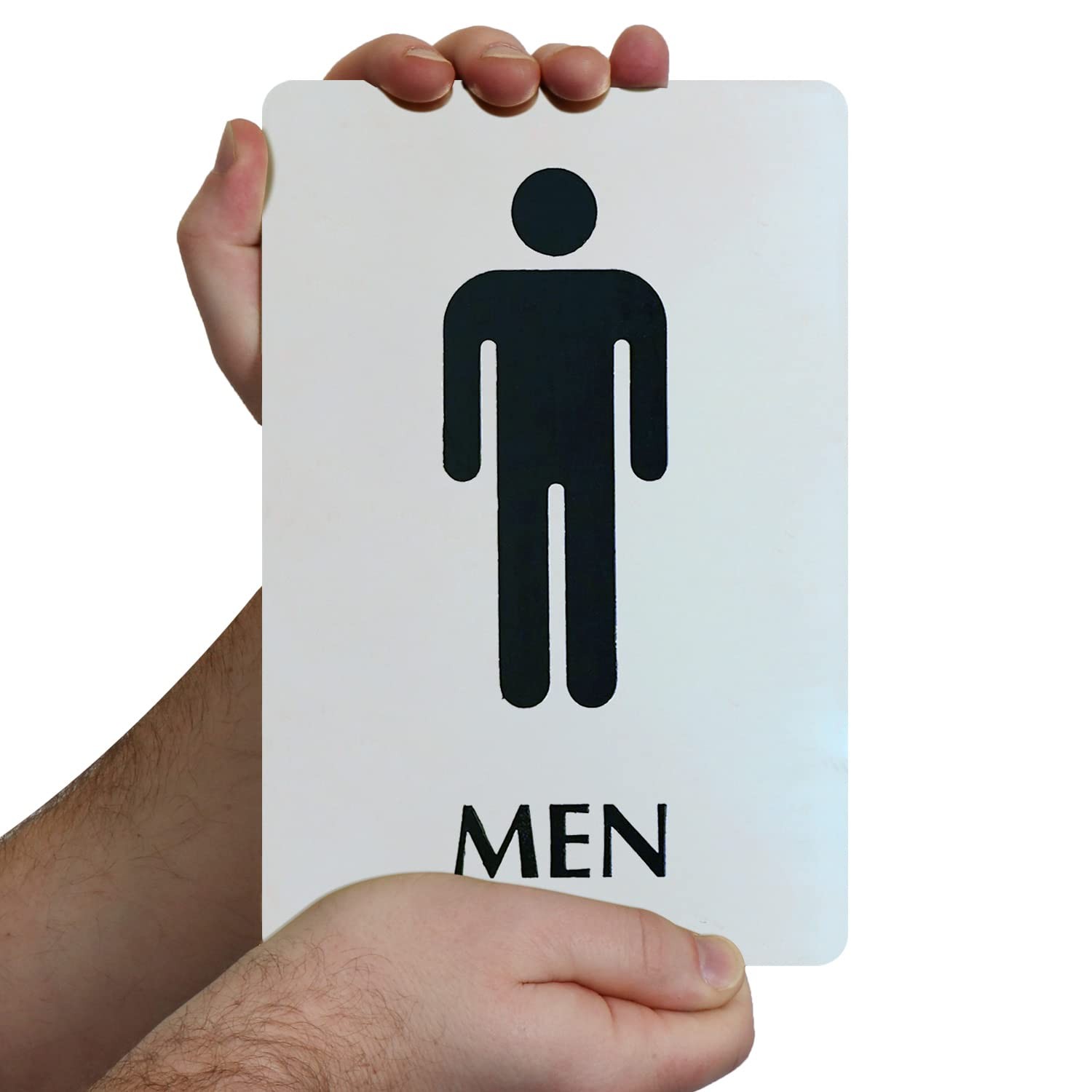 Mens Restroom Sign 6×9 Inch Stainless Steel Metal Engraved Silver Black