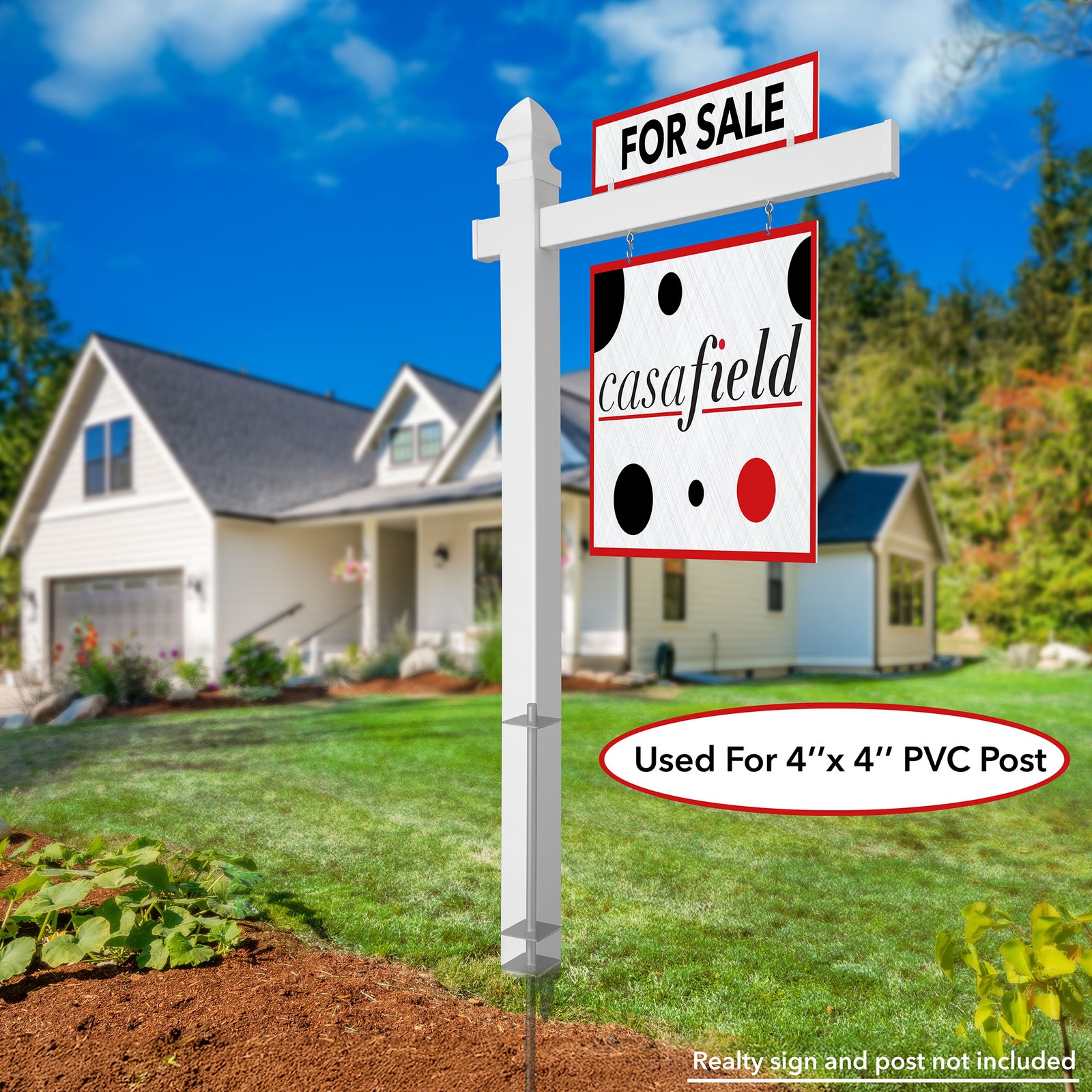 OPEN BOX – 30&Prime; Replacement Real Estate Yard Sign Post Stake – Black Steel
