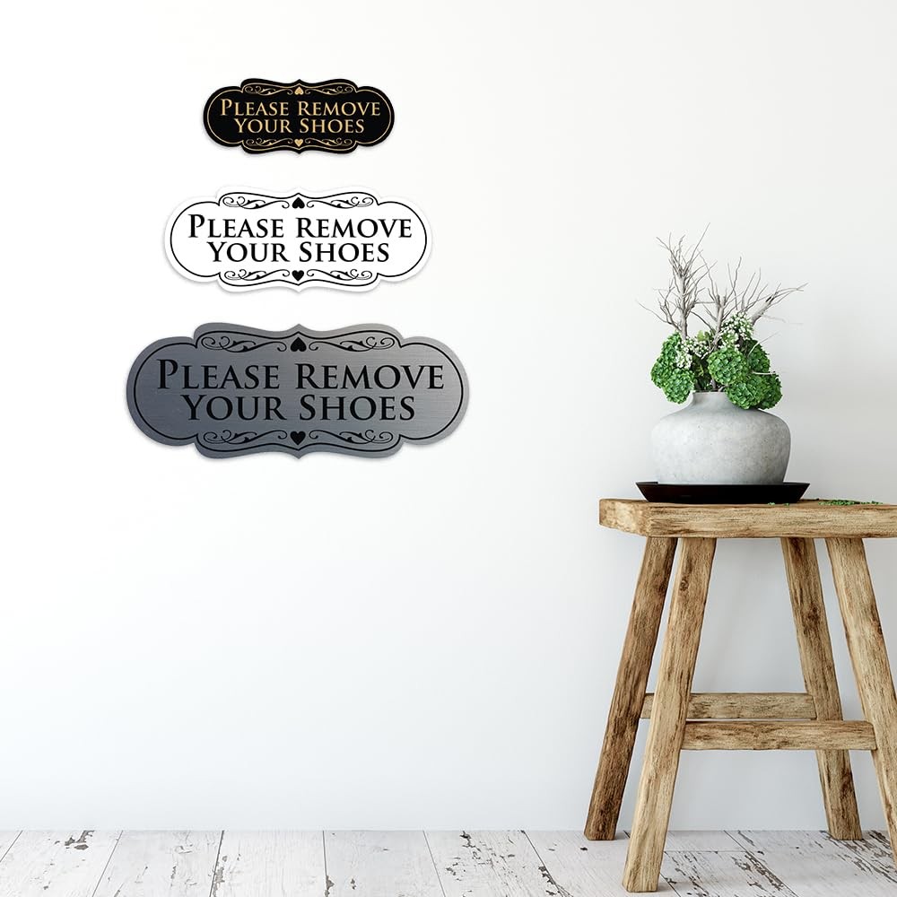 Please Remove Your Shoes Sign Home Entryway Wall Door Decor Black Gold