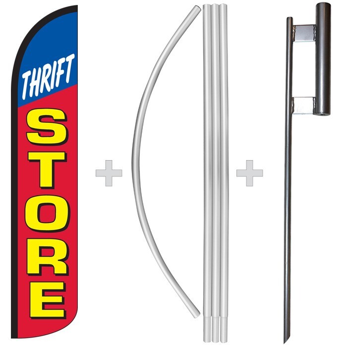 Thrift Store 15&prime; Tall Windless Swooper Feather Banner Flag & Pole Kit