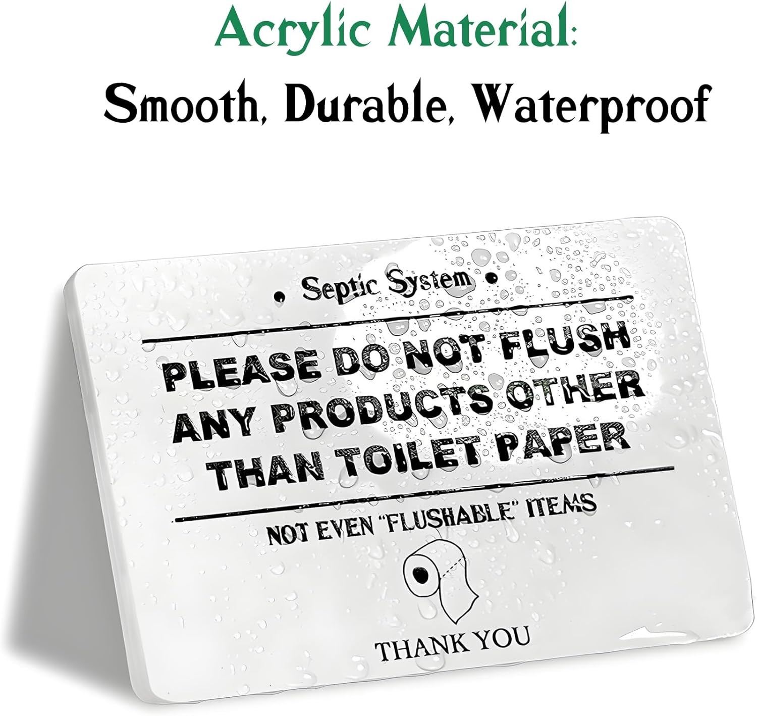 2 Pack Do Not Flush Sign for Bathroom, White Acrylic 4 x 6 Inch Do Not Flush Any
