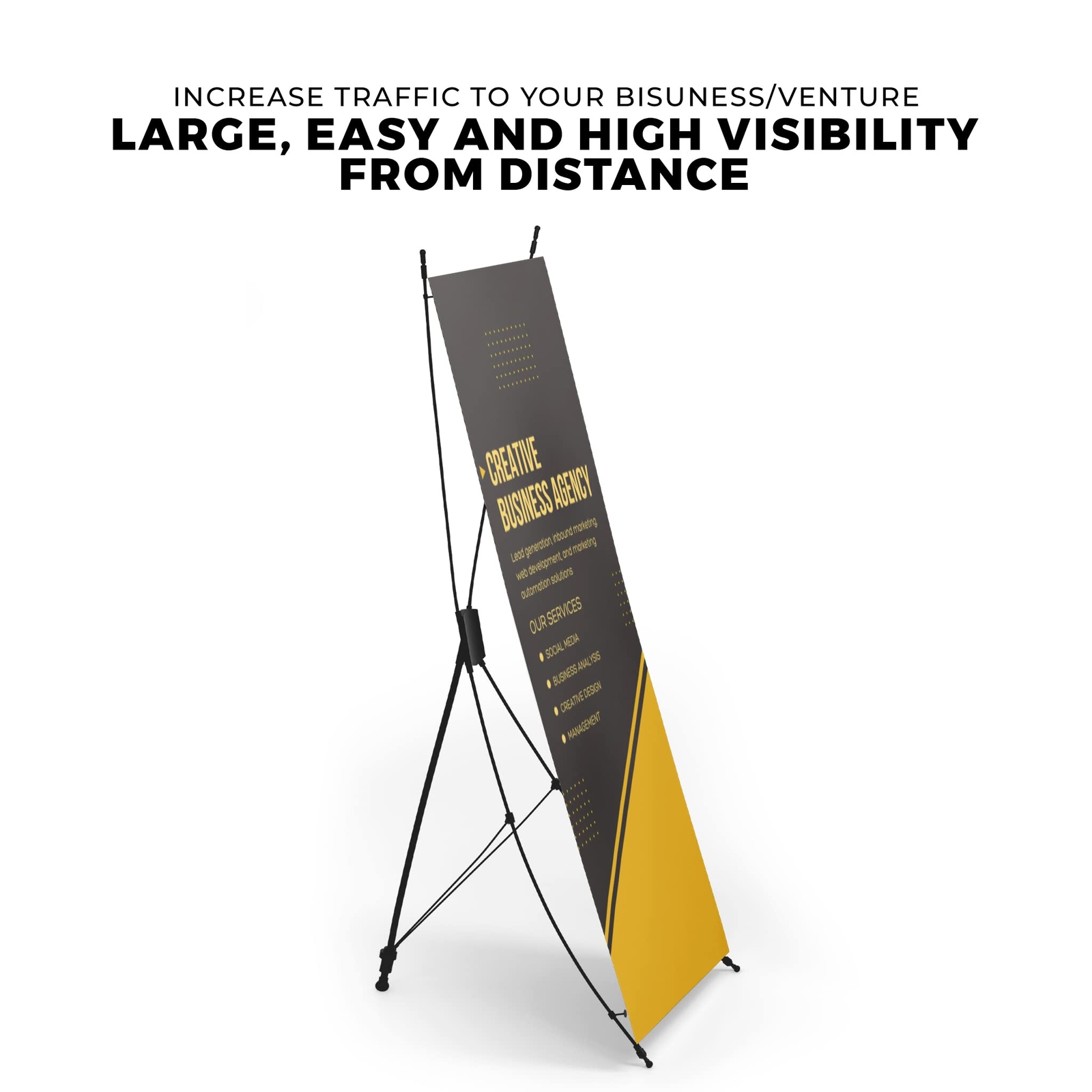Banner w/ X Stand for Advertising, Stores, Trade Show, Events and Party 30&Prime; X 65