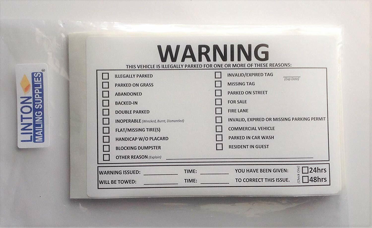 Temporary Parking Permit,7-3/4&Prime; x 4-1/4&Prime;, Bright Fluorescent Yellow – Pack of 50