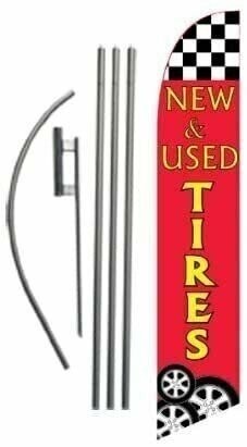 New and Used Tires Advertising Feather Banner Swooper Flag Sign with Flag…