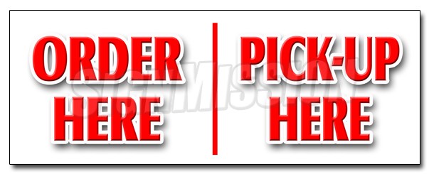 ORDER HERE PICK-UP HERE DECAL sticker hamburger pizza french fry ice cream
