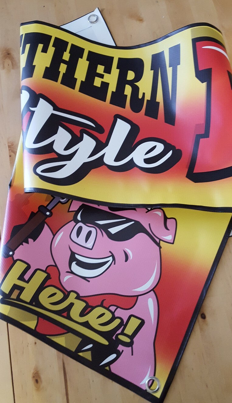 SOUTHERN STYLE BBQ Banner Open Sign Display Restaurant Tailgate Festival Cookout