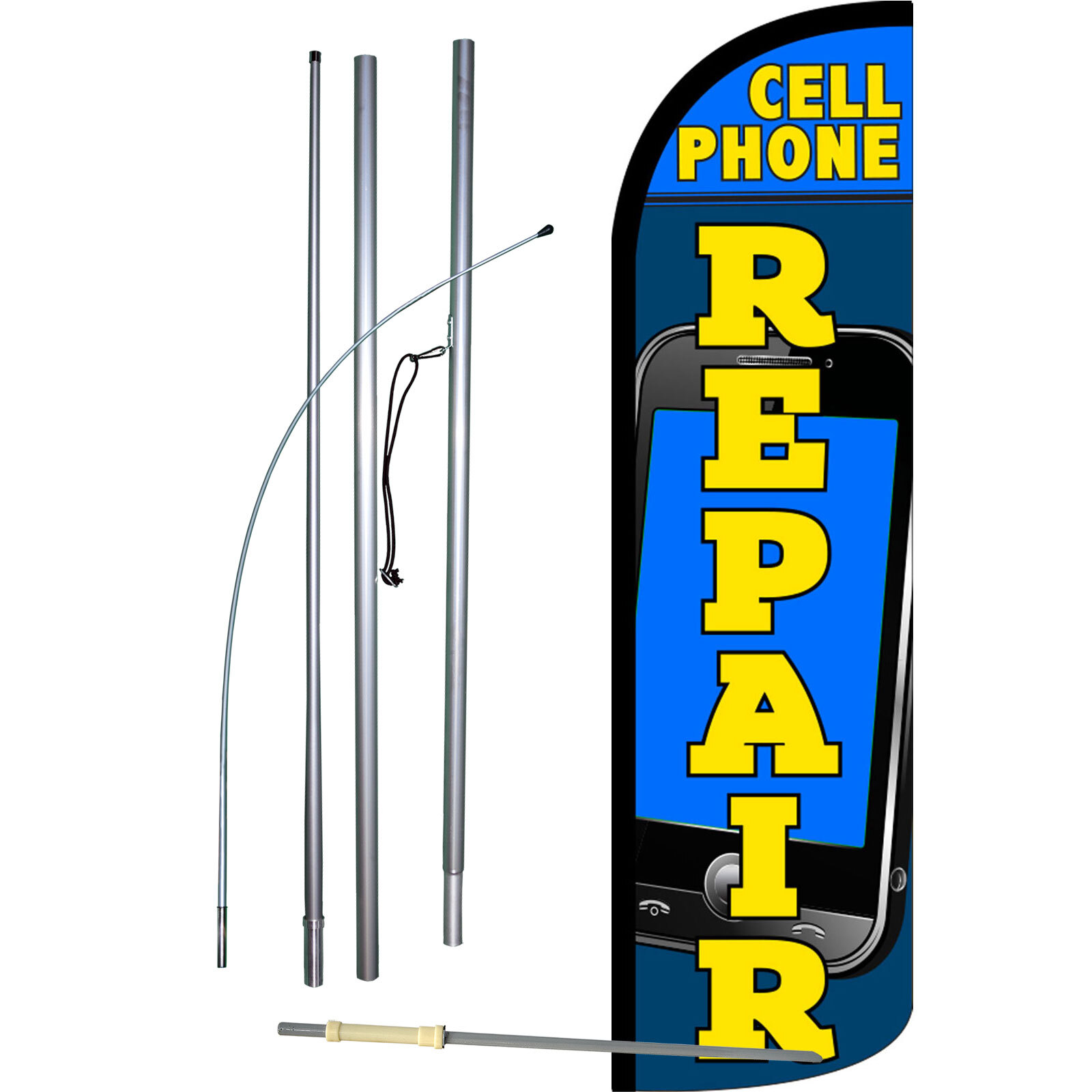 Cell Phone Repair Flag with Flag Pole and Spike