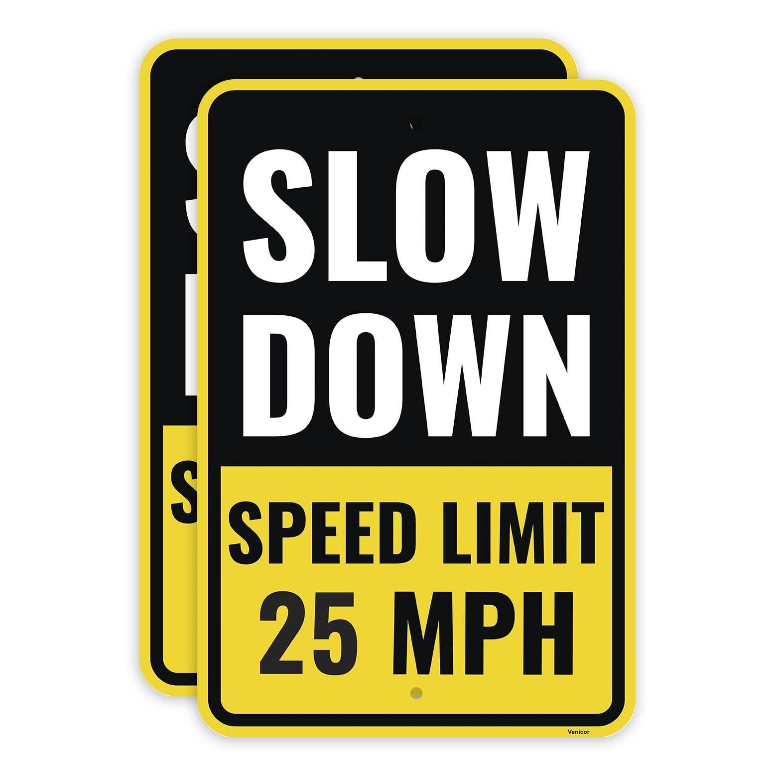 2PC 25 Mph Speed Limit Sign, 18 x 12 Inches – Aluminum – 25Mph Slow Down Safe…