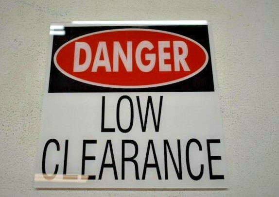Bulk Lot 19 Danger Low Clearance 10&Prime; x 10&Prime; Acrylic Stick Back Signs Garage