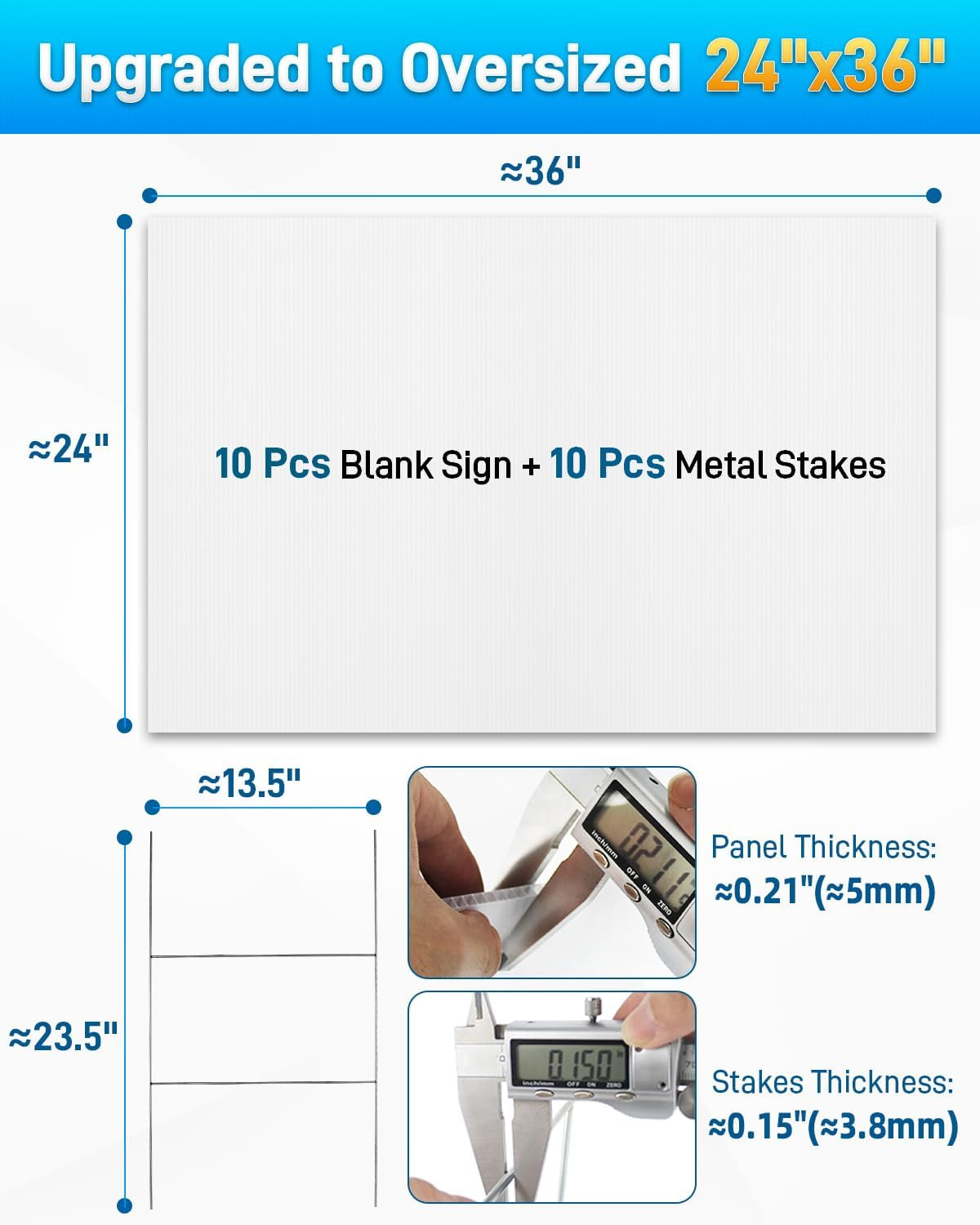 24&Prime;X36&Prime; 5Mm Blank Yard Signs with Stakes,10Pcs Corrugated Plastic Board Yard Sig