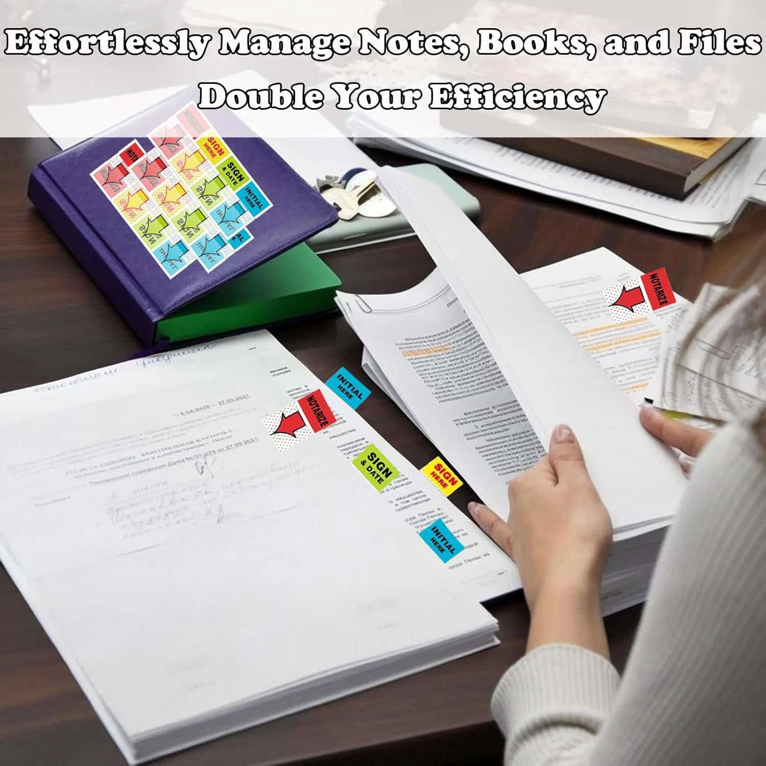 500 Sign Here Stickers & Tabs for Documents, Notary Supplies, Office Use