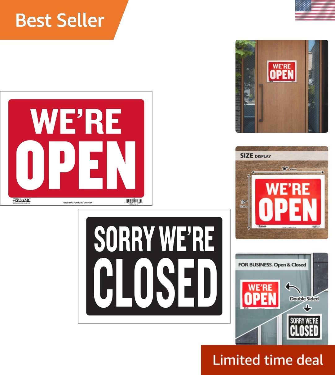 Weather-Resistant 12×16 Open Closed Sign for Shops & Offices – Easy Mount