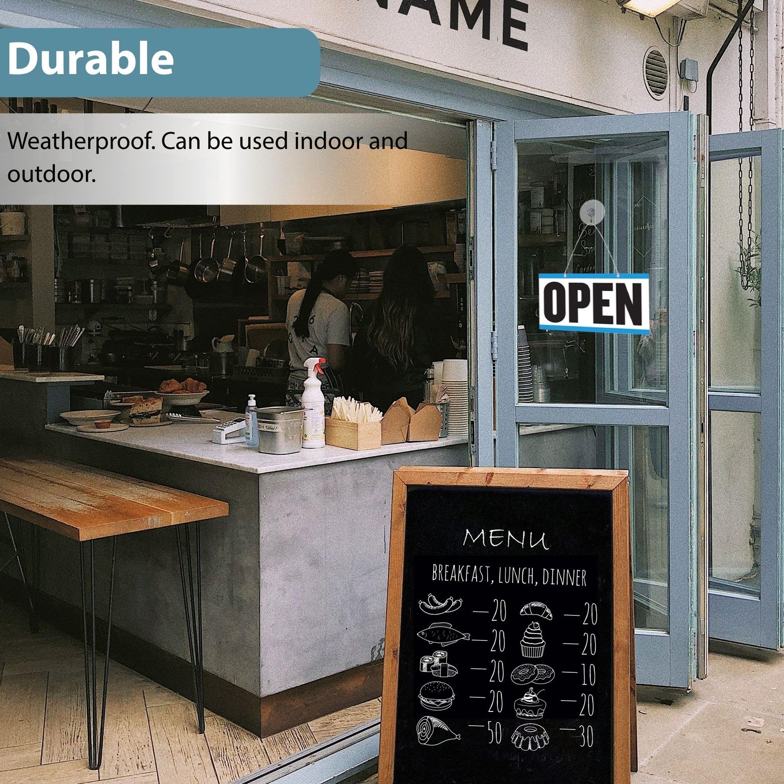 Double Sided Closed/Open Clock Sign with Movable Clock Hands for Hotel Store