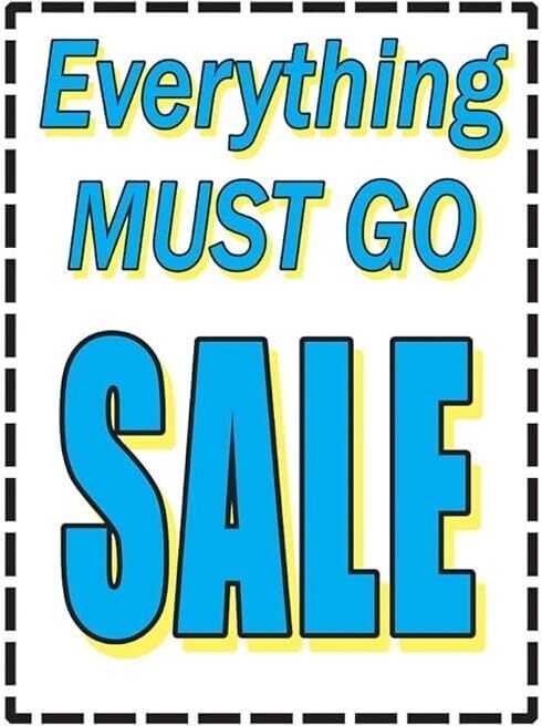 Everything Must Go Sale Retail Window Paper Signs | Pack of 6 | 18&Prime;w x 24&Prime;h