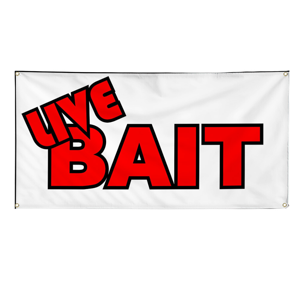 Vinyl Banner Multiple Sizes Live Bait Business Retail Bait Outdoor