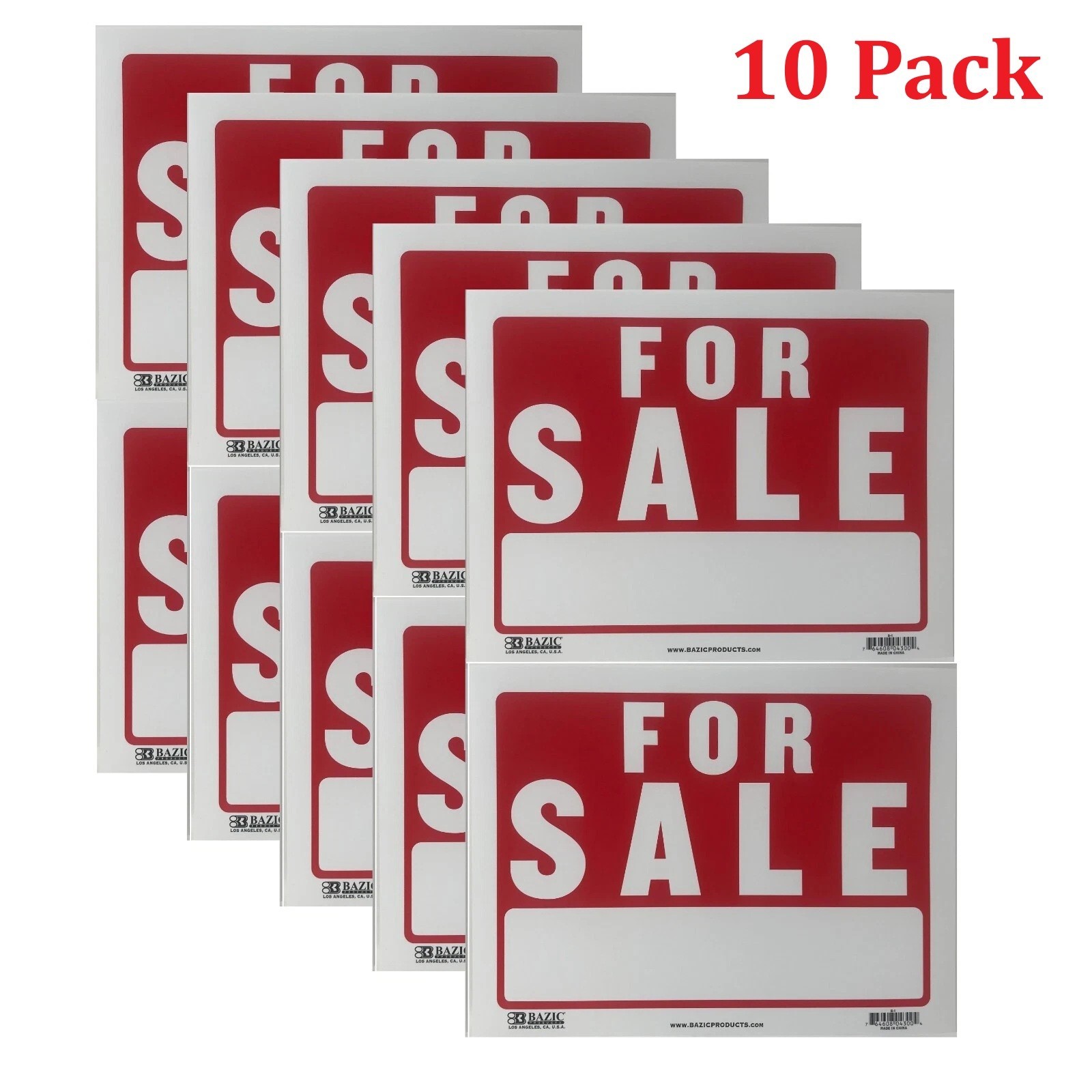FOR SALE Sign 9×12&Prime; inch Weatherproof Plastic Sell Cars, Property Signs 10 Pack