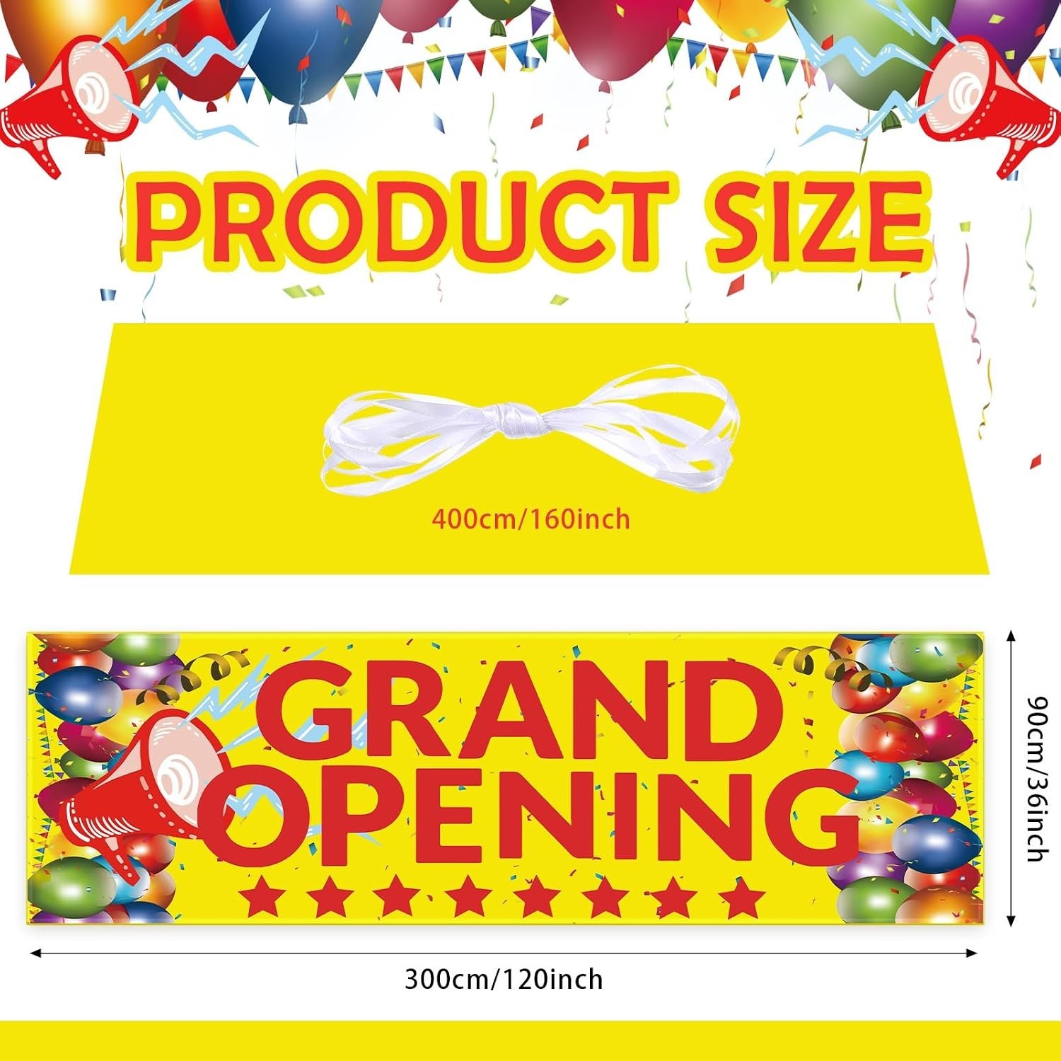 Grand Opening Banner 3×10 ft Waterproof Oxford Cloth Sign with Rope for Store…