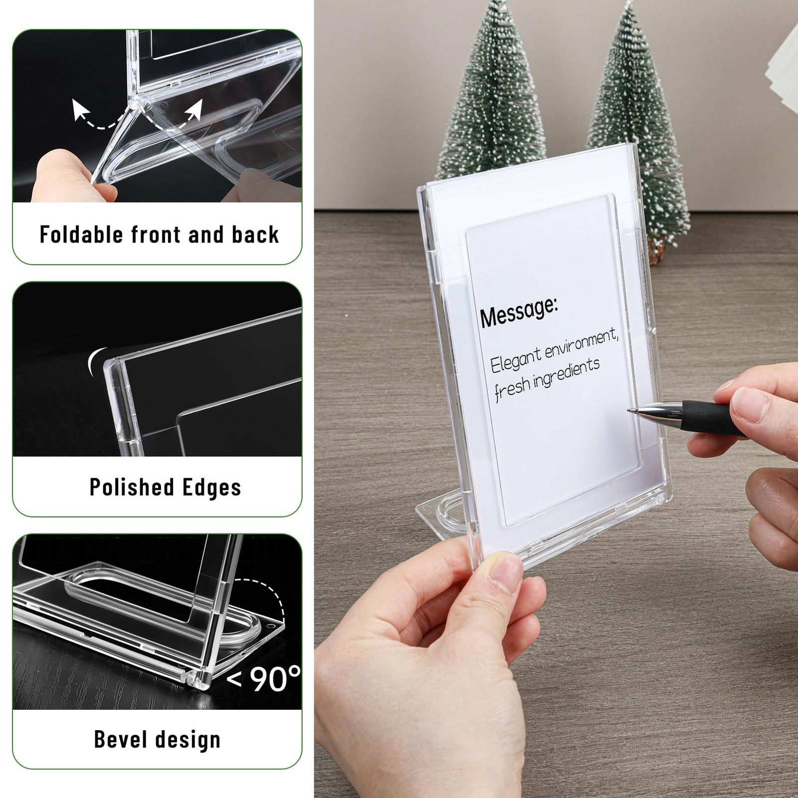 10 PCS 3×5 Inch Small Vertical Sign Holder DoubleSided Swivel Base Display