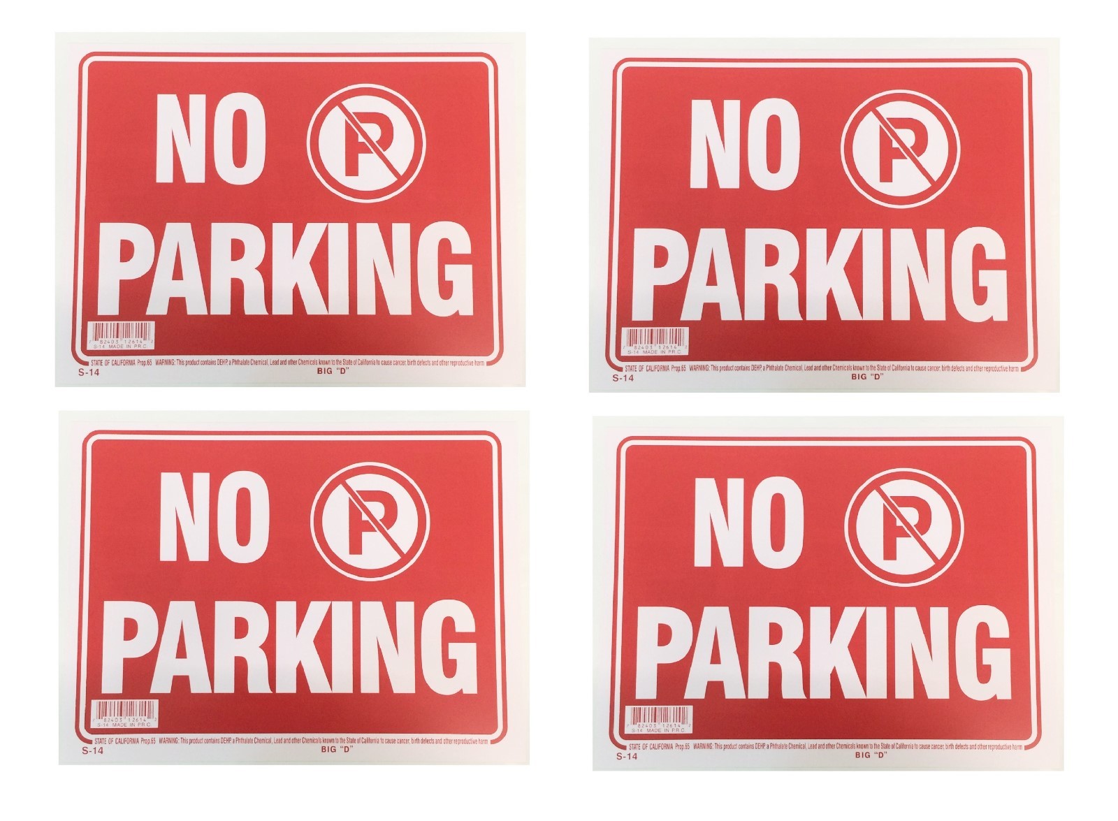 4 Sign – NO PARKING – Plastic Size: 9&Prime;x12&Prime; 4pcs