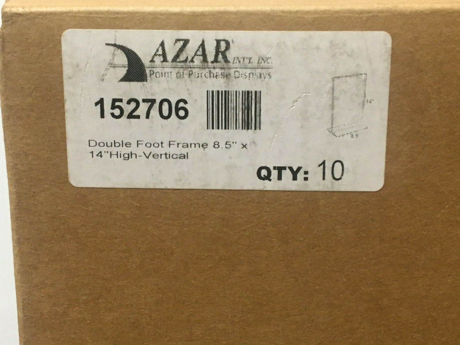(10-CT) Azar 152706 8.5&Prime; W x 14&Prime; H Legal Double-Foot Frame 152706 Clear Acrylic