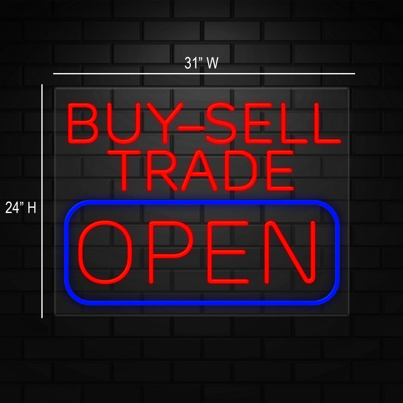 Buy Sell Trade Neon Sign for Retail Display | LED Flex Neon | 31&Prime;W x 24&Prime;H x 1&Prime;D