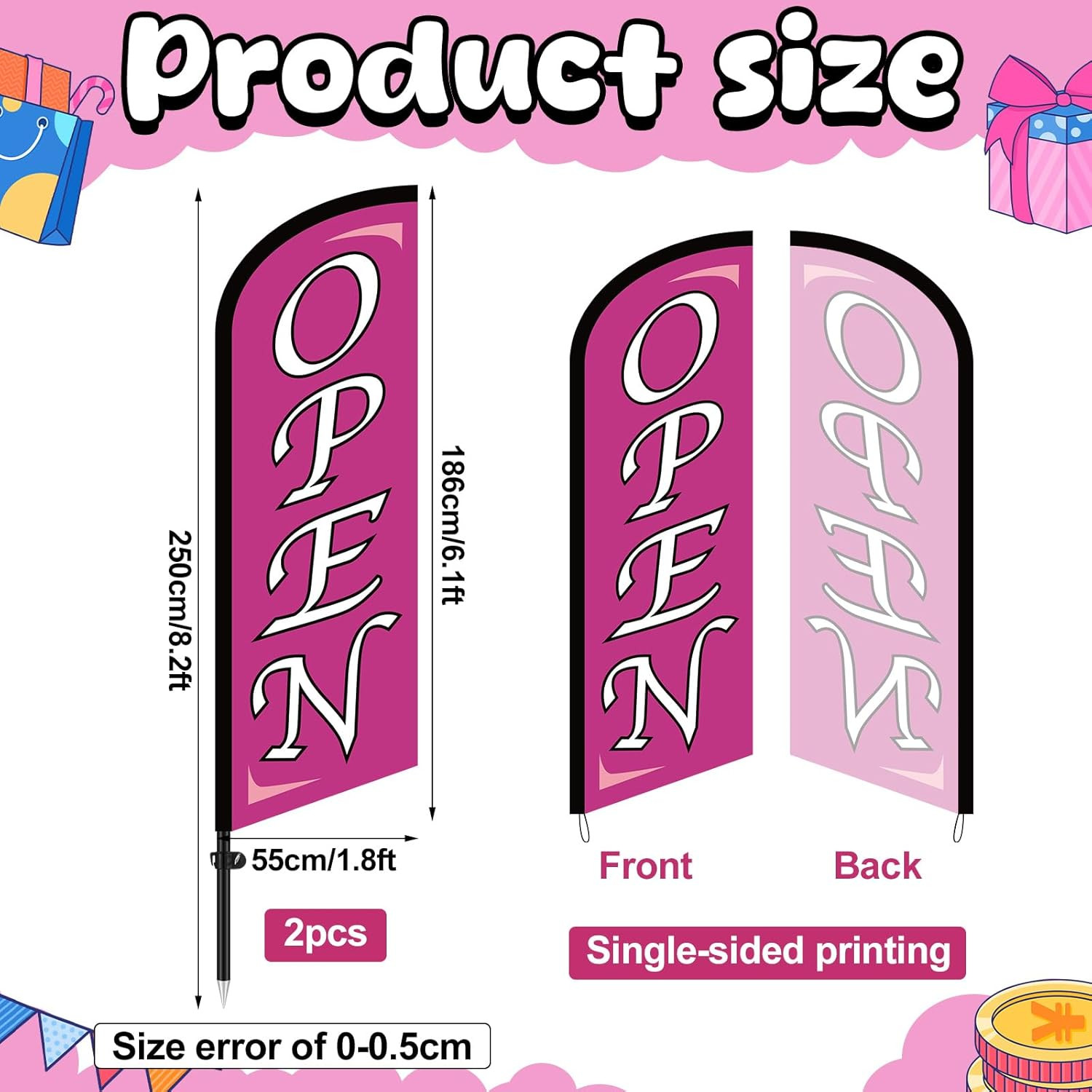 Open Windless Swooper Flag Kit – 8.2 Ft Feather Banner with Pole & Stake
