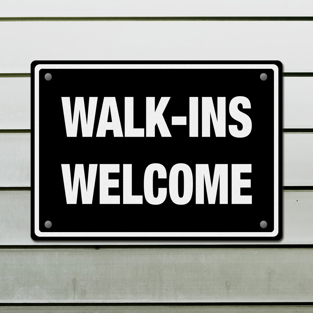 Aluminum Horizontal Metal Sign Walk-Ins Welcome Business Feature Department