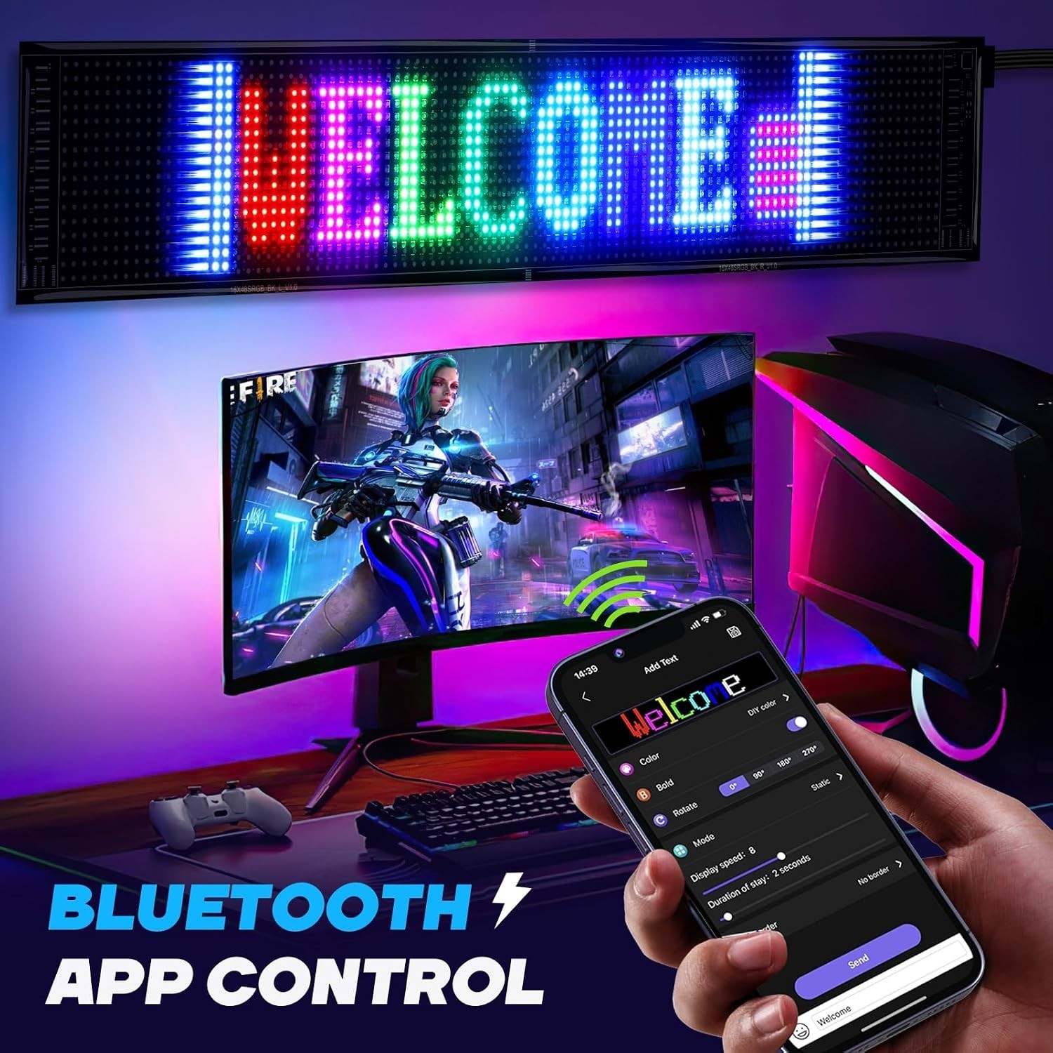 Eye-Catching Scrolling LED Sign, Bluetooth Control