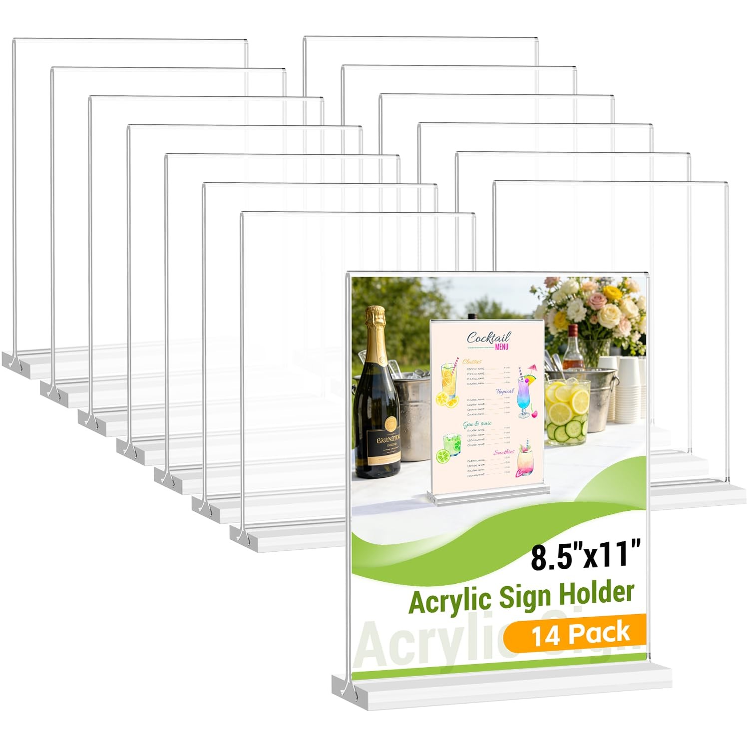 Dynta Acrylic Sign Holder 8.5 x 11 Inches 14 Pack Double Sided Clear