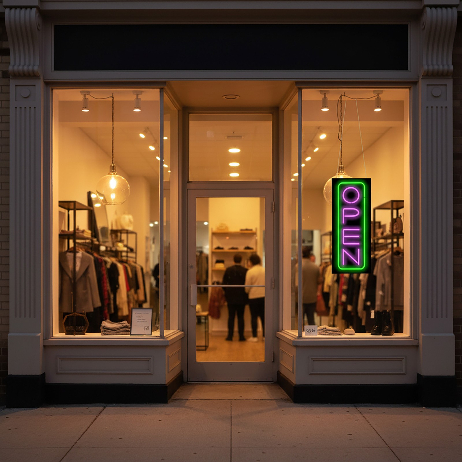 Vertical Deluxe Open Neon Sign – Large 13&Prime; x 32&Prime; – Real Neon Attracts Customers
