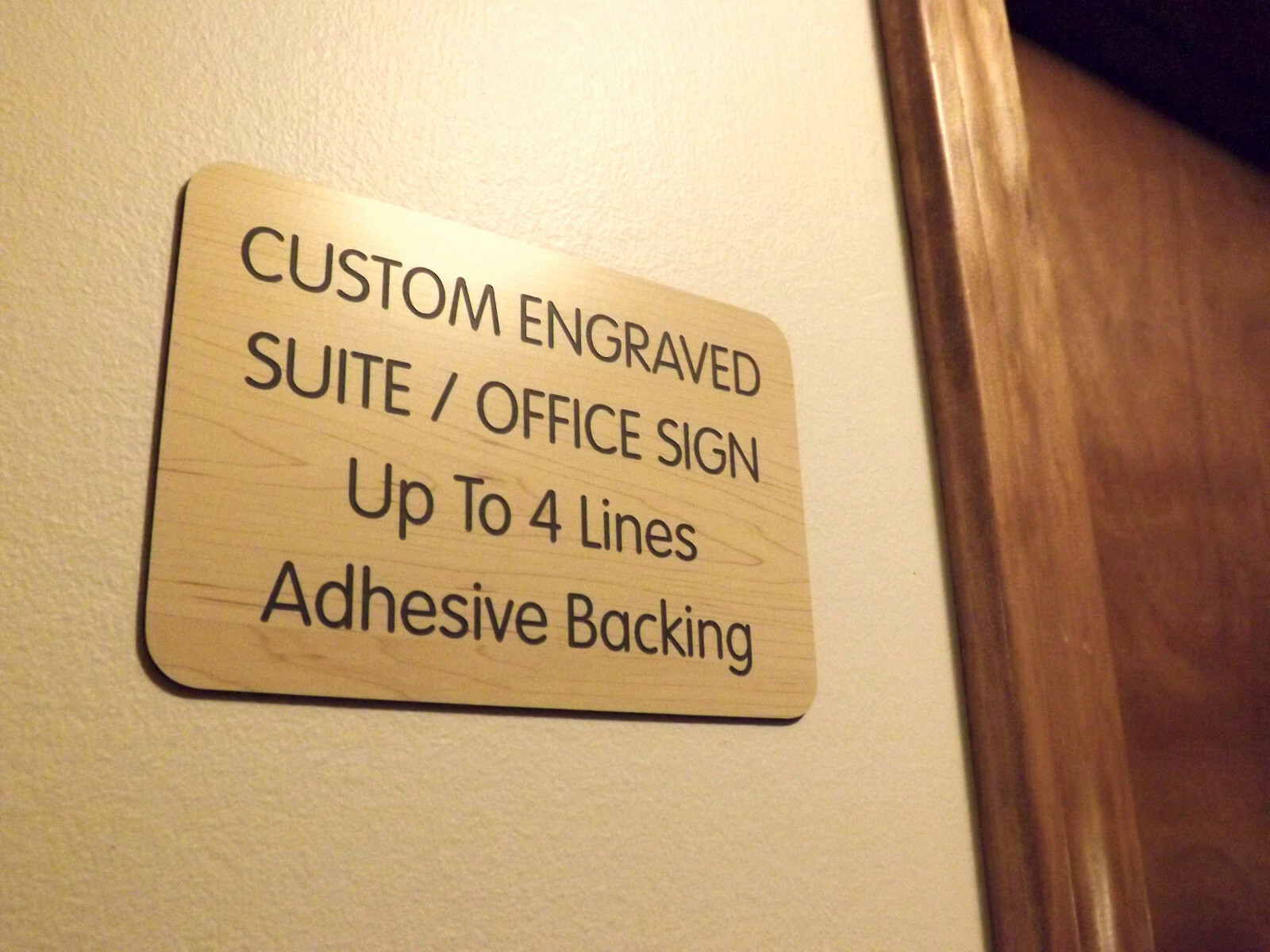 Custom Engraved Birch 4×6 Office Suite Sign | Small Business Wall Door Plaque