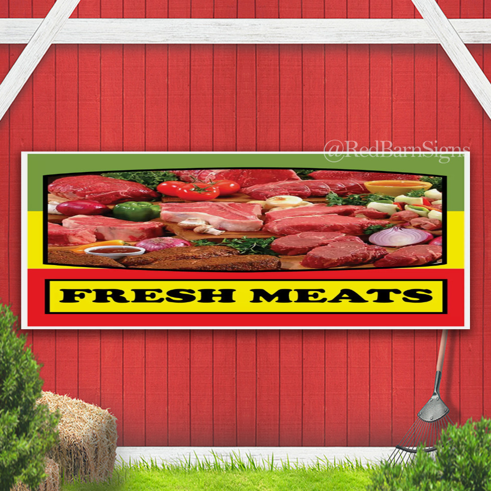 Food Truck Fresh Meats Restaurant & Food Concession Banner Sign