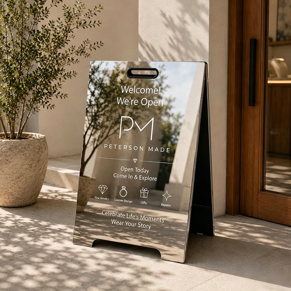 Custom A-Frame Sidewalk Sign Double-Sided Stainless Steel Outdoor Display