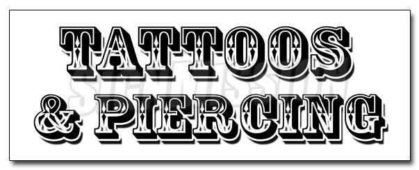 TATTOOS & PIERCING DECAL sticker parlor artwork artist pierce studio ink