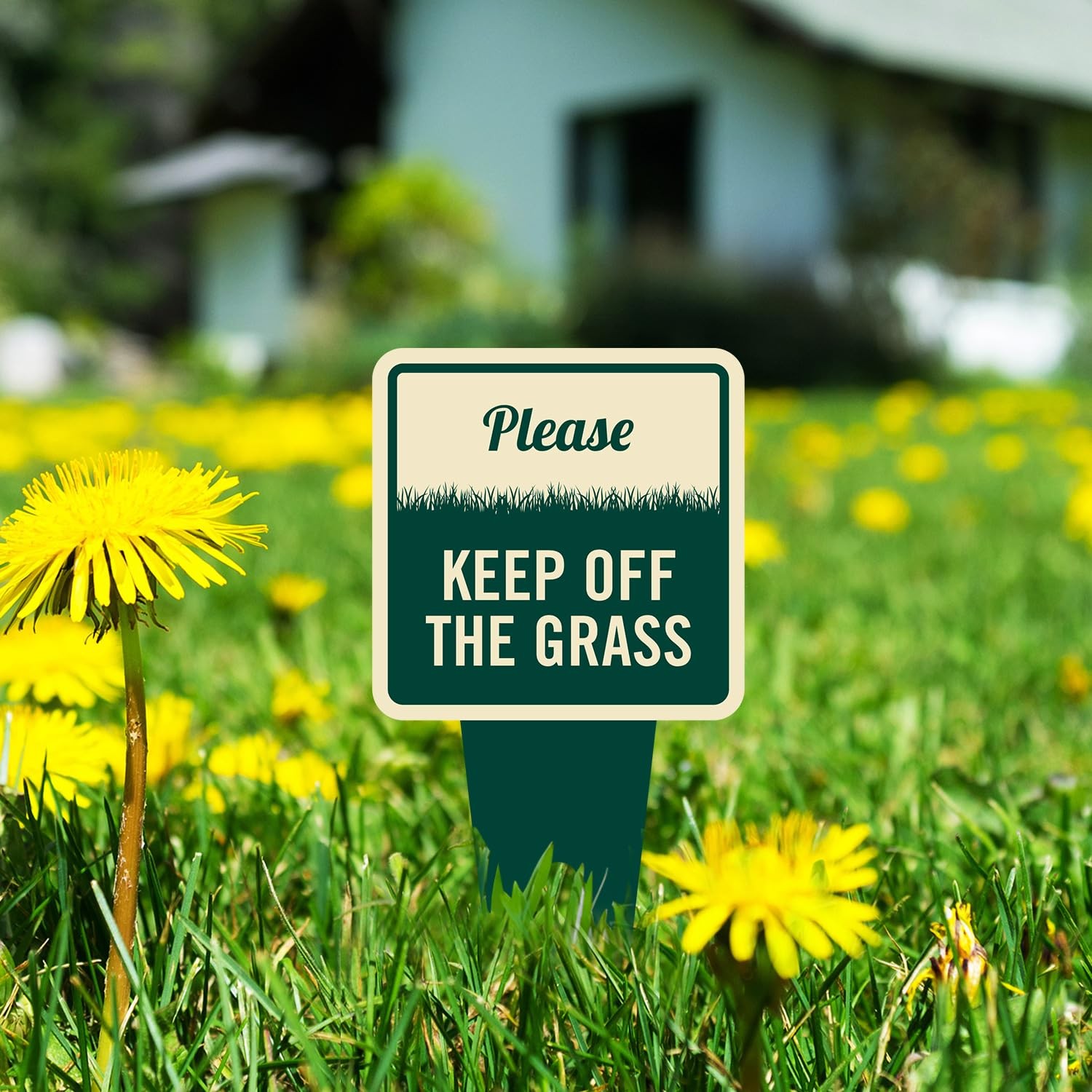6×12 Inch Please Keep Off The Grass Yard Stake Sign 120 mil Aluminum Composite