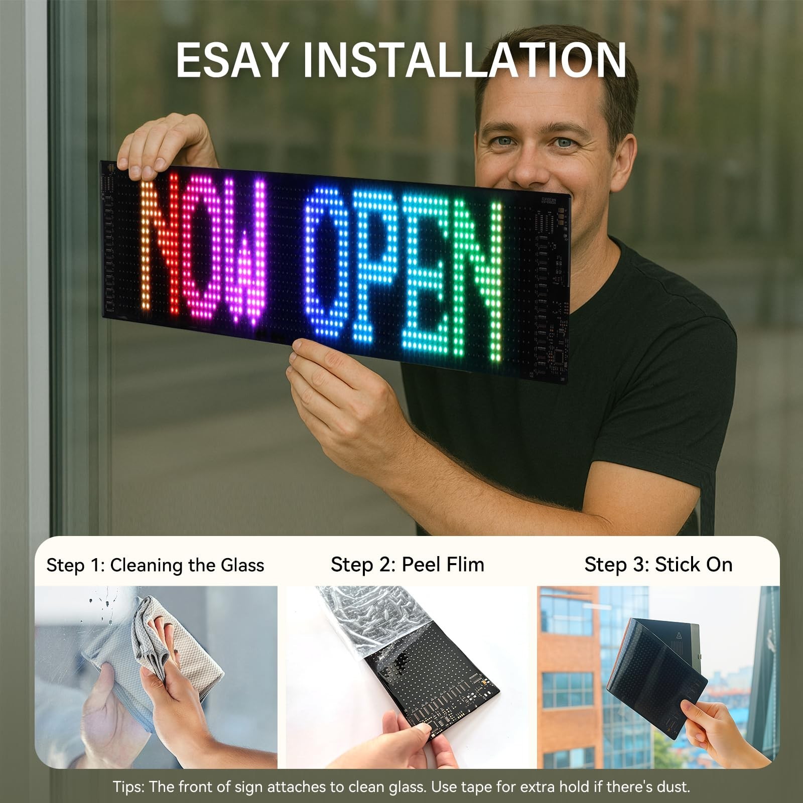 24 »x5 » Bluetooth Programmable LED Sign – Custom Scrolling Text, Timer, IP65 Wa