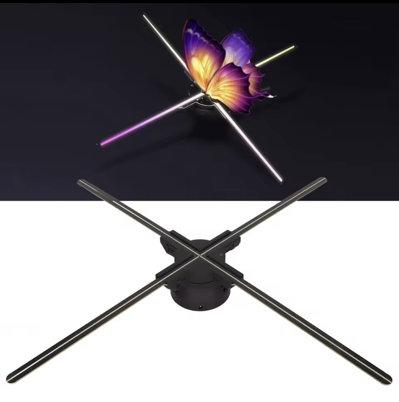 3D Holographic Fan Hologram Fan Projector 1080P LED Light RGB Sign Bar +Control