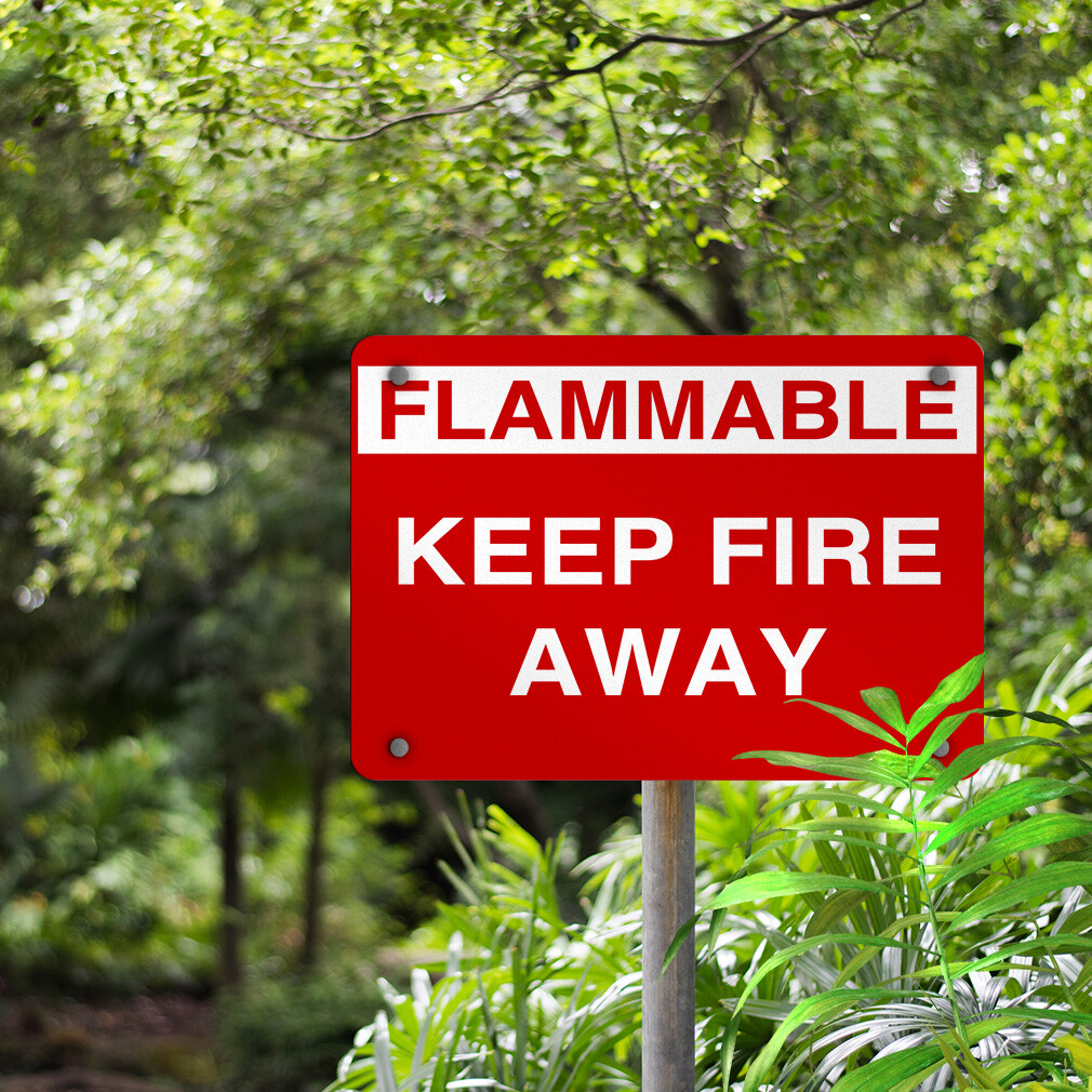 Horizontal Metal Sign Flammable Keep Fire Away Hazard and Hazmat
