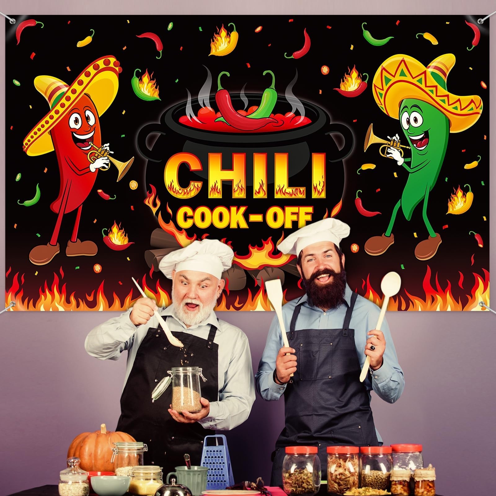 Panelee Chili Cook off Decorations 73 x 43 Inch Chili Cook off Banner Photogr…