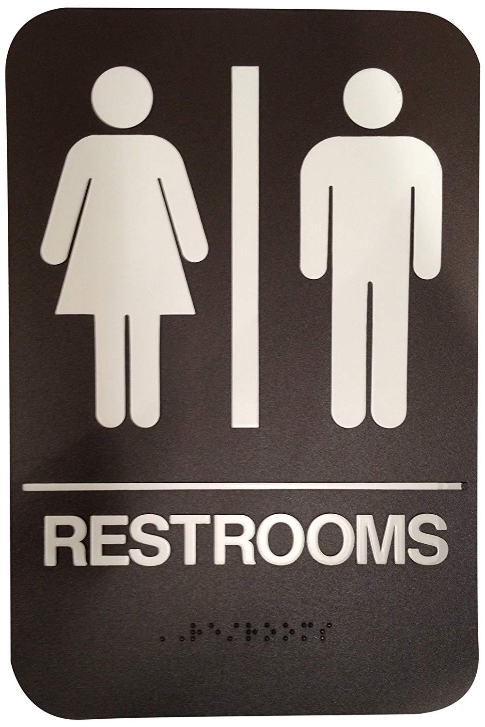 Don-Jo HS-9060-03 Unisex Mens Womens Restroom Sign Braille A.D.A Brown