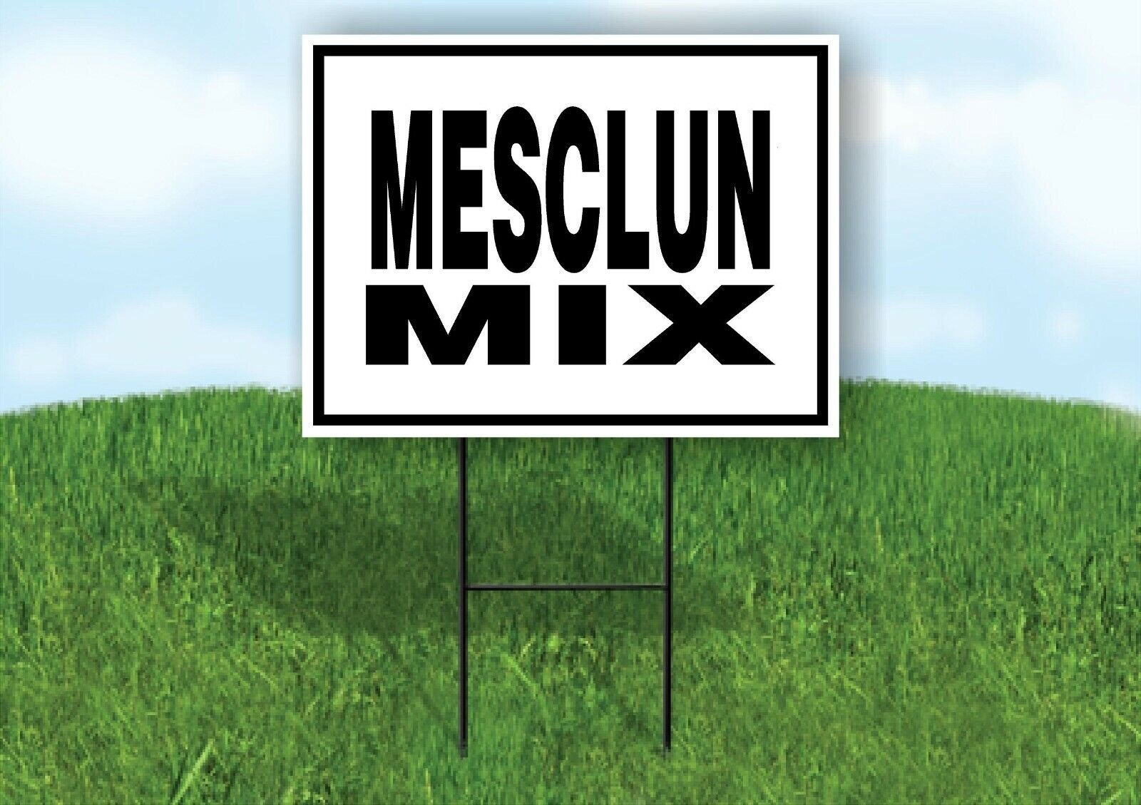 MESCLUN MIX BLACK BORDER Yard Sign with Stand LAWN SIGN