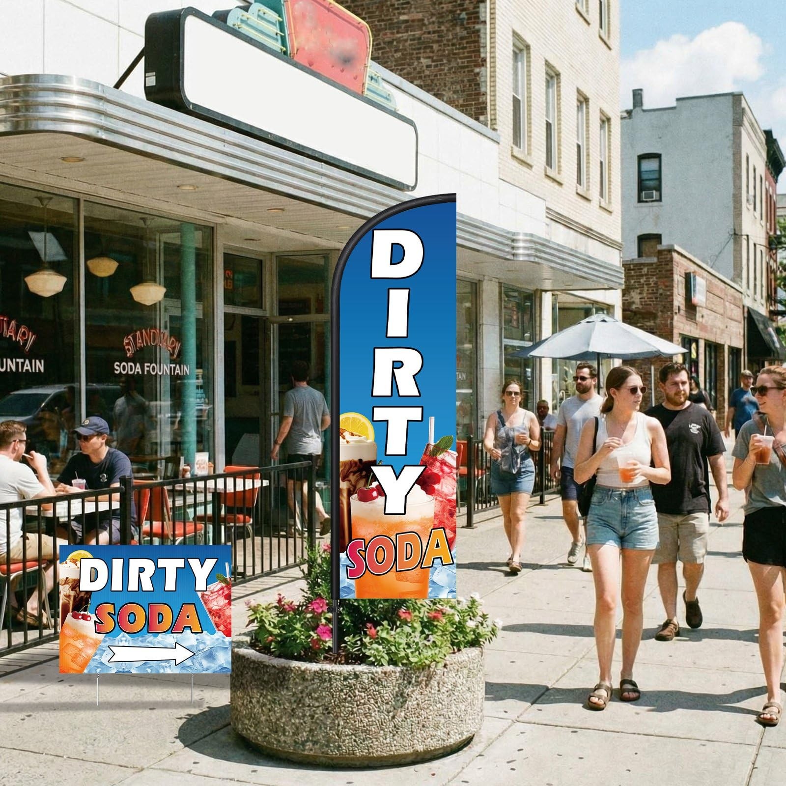 Hahafelt 3 Pcs Dirty Soda Shop Sign 1 Pcs 7 Ft Dirty Soda Feather Flag Pole Kit