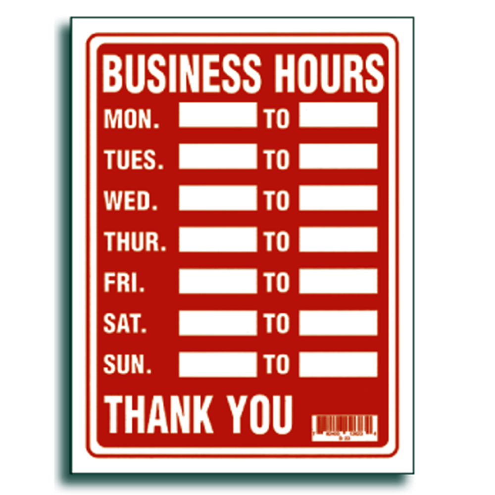 2 Pcs 9 x 12 Inch Red & White Flexible Plastic  » Business Hours » Sign