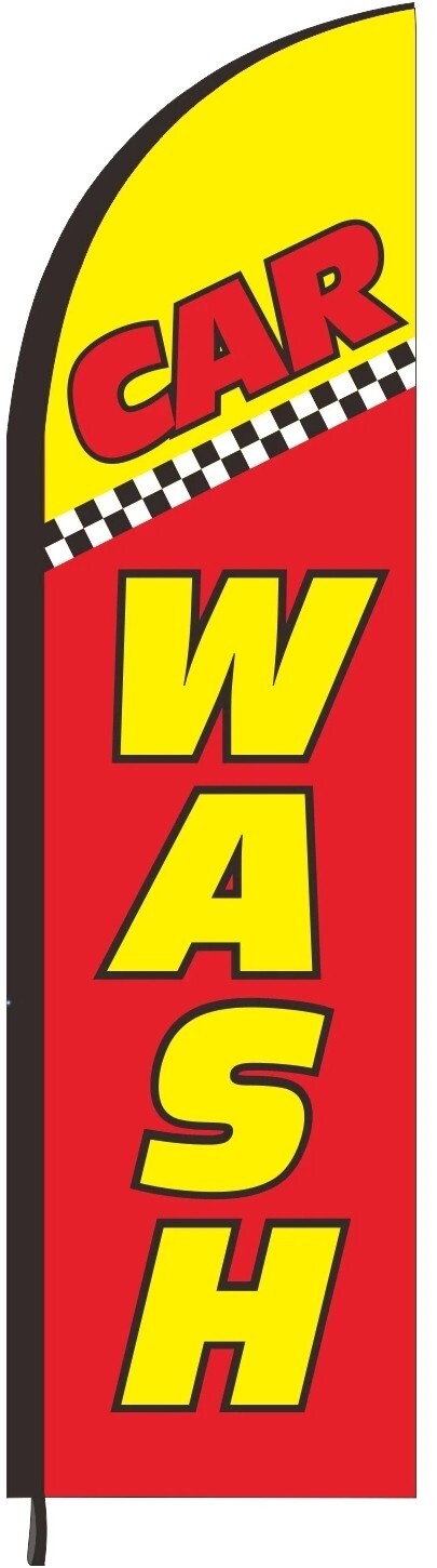 2x8ft Car Wash Feather Flag, Swooper Bow Banner 60 X 250 cm Outdoor Advertising