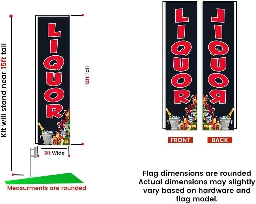 Liquor Advertising Rectangle Feather Banner Swooper Flag Sign with Flag Pole…
