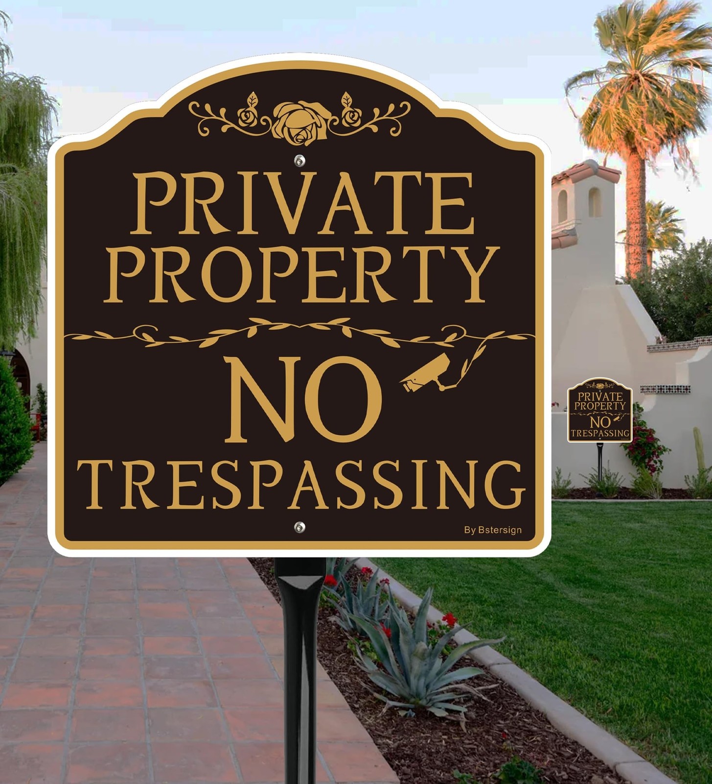 2Pack No Trespassing Sign Private Property with 54 inche Metal Stakes Posts, …