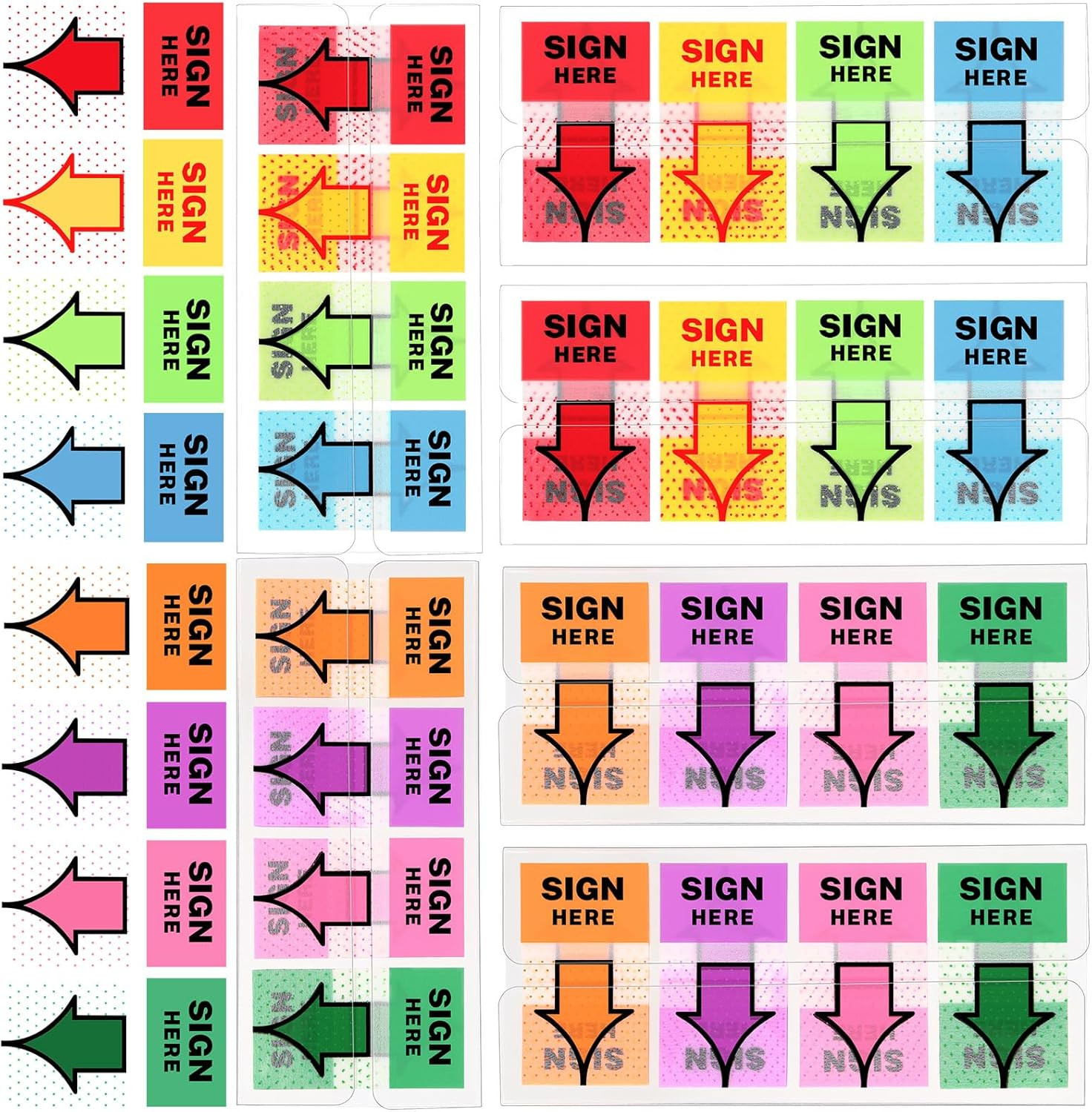 600 Pcs Sign Here Stickers, Sign Here Sticky Tabs, Arrow Labels Flags and Colorf